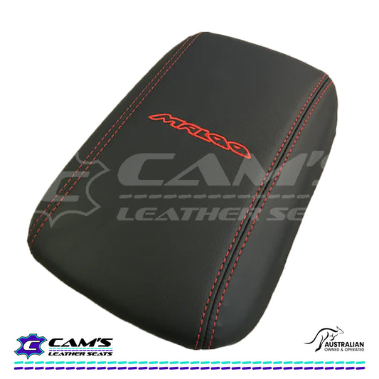 CUSTOM CONSOLE ARM REST LID COVER TO FIT VE / VF HOLDEN MALOO LOGO RED HSV