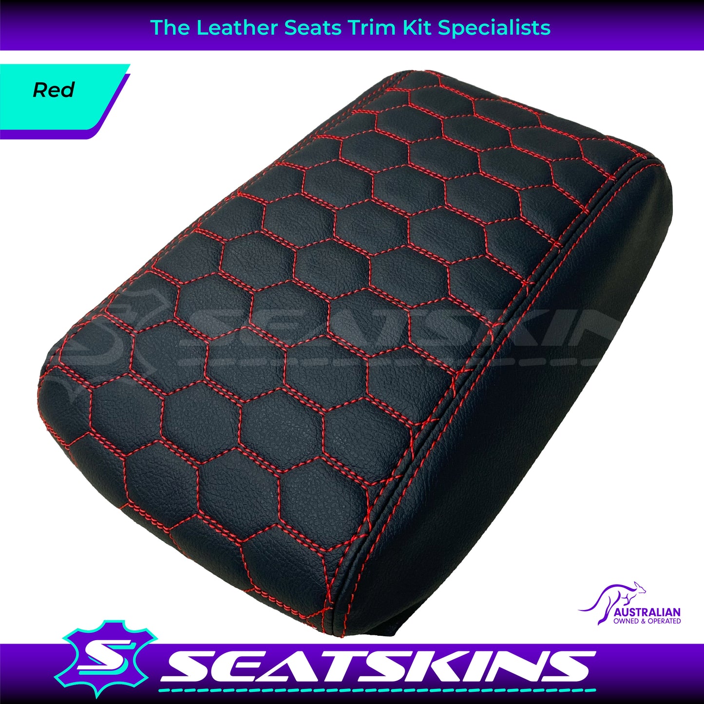 CONSOLE COVER ARM REST CUSTOM TO FIT FORD BA BF HEXAGON STITCH CHOOSE COLOUR
