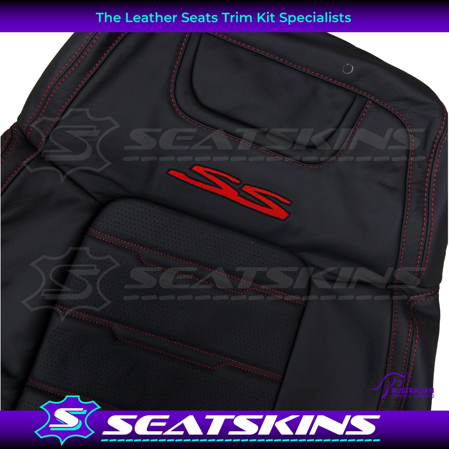 LEATHER SEATS TRIM KIT FOR HOLDEN VE SS UTE ONYX RED SPECIAL STITCH INSERTS