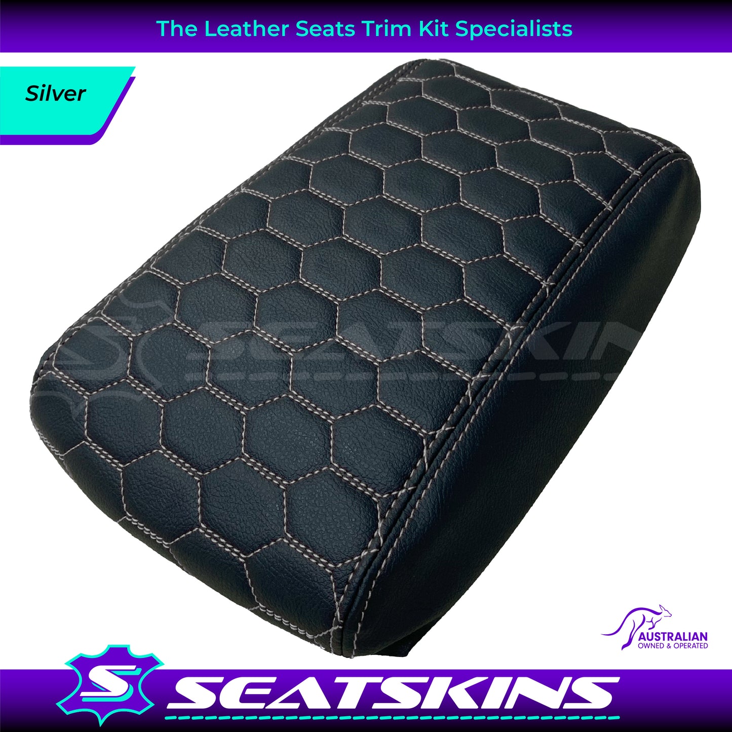 CONSOLE COVER ARM REST CUSTOM TO FIT FORD BA BF HEXAGON STITCH CHOOSE COLOUR