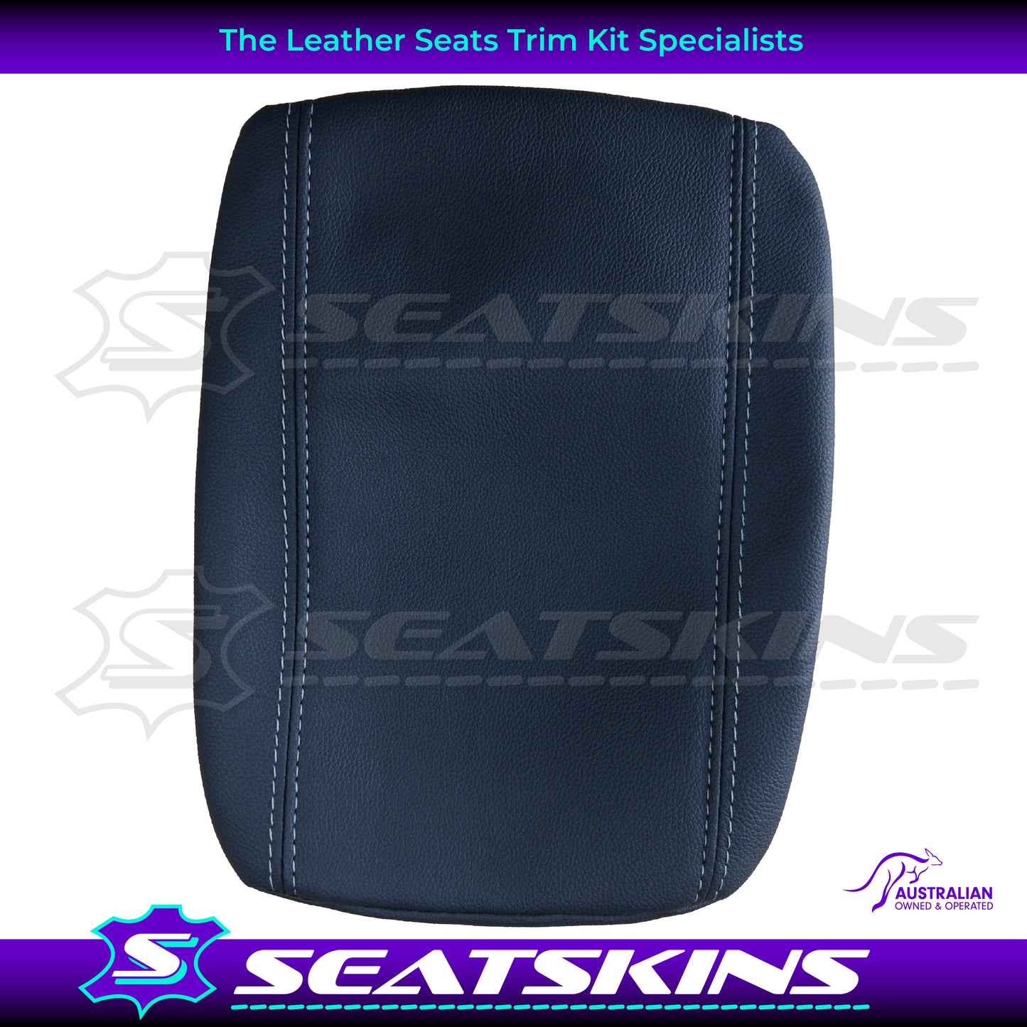 CONSOLE COVER FOR HOLDEN VE/VF LOW SHAPE ONYX BLACK WITH GREY TWIN NEEDLE STITCHING
