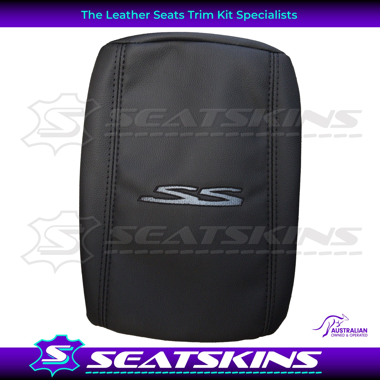 CONSOLE COVER FOR VE/VF ONYX LOW SHAPE GREY SS BLACK TWIN NEEDLE STITCHING.