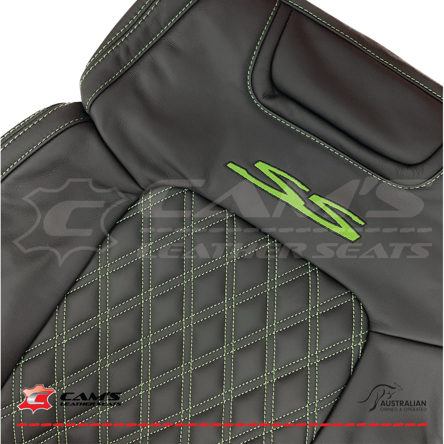 LEATHER SEATS TRIM KIT FOR HOLDEN VE SS UTE BLACK WITH GREEN STITCHING