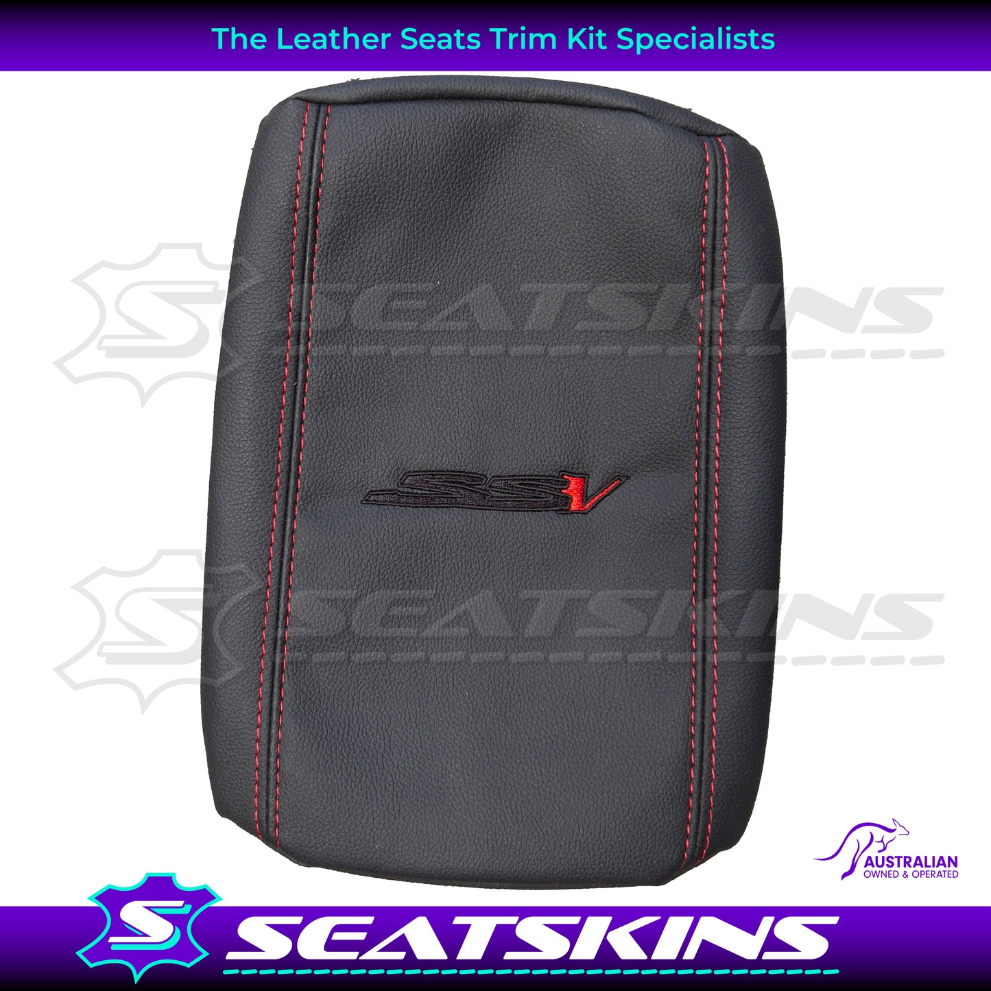 CONSOLE COVER FOR VE/VF ONYX LOW SHAPE SSV RED TWIN NEEDLE STITCHING.