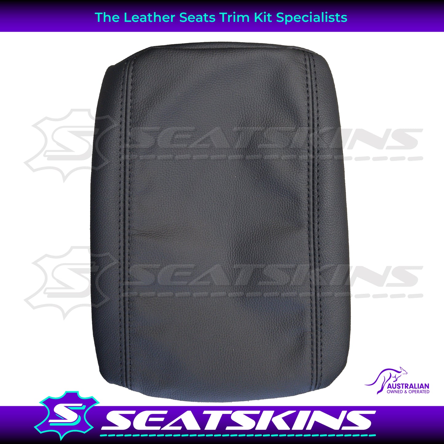 CONSOLE COVER FOR VE/VF LOW SHAPE ONYX BLACK TWIN NEEDLE STITCH. LEATHER CENTRE AND LEATHERETTE ON SIDES.