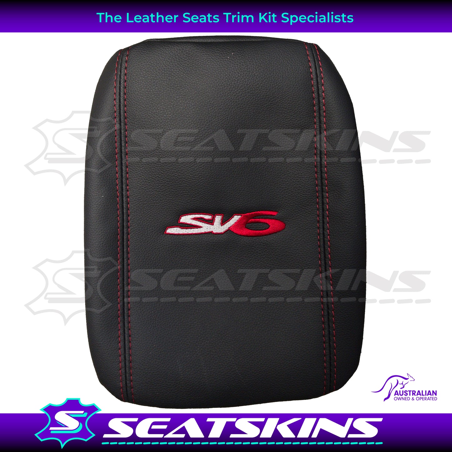 CONSOLE COVER FOR VE/VF LOW HEIGHT SHAPE ONYX SV6 RED STITCHING.