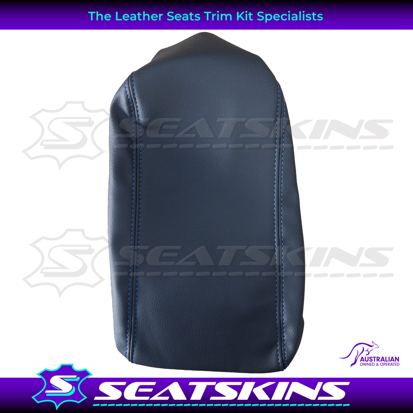 CONSOLE COVER FOR HOLDEN VY/VZ ANTHRACITE BLUE TWIN NEEDLE STITCHING