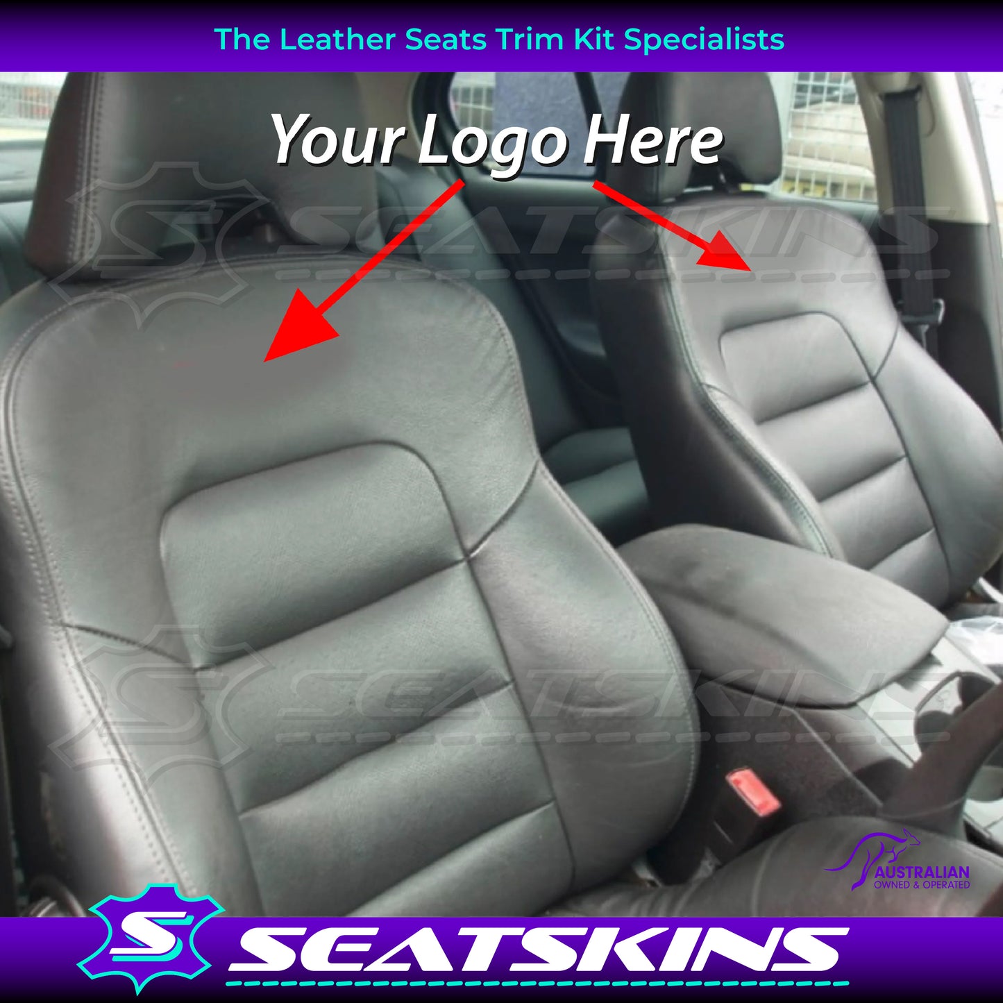Leather Seats Trim Skins Kit to fit Ford XR BA/BF Ute 2 seats - Add Your Logo