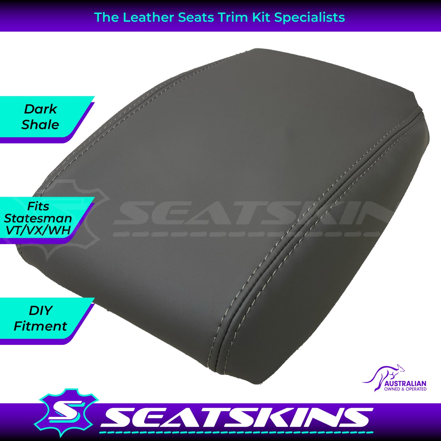 CONSOLE COVER LEATHER DARK SHALE ARM REST TO FIT WH/VT/VX HOLDEN STATESMAN