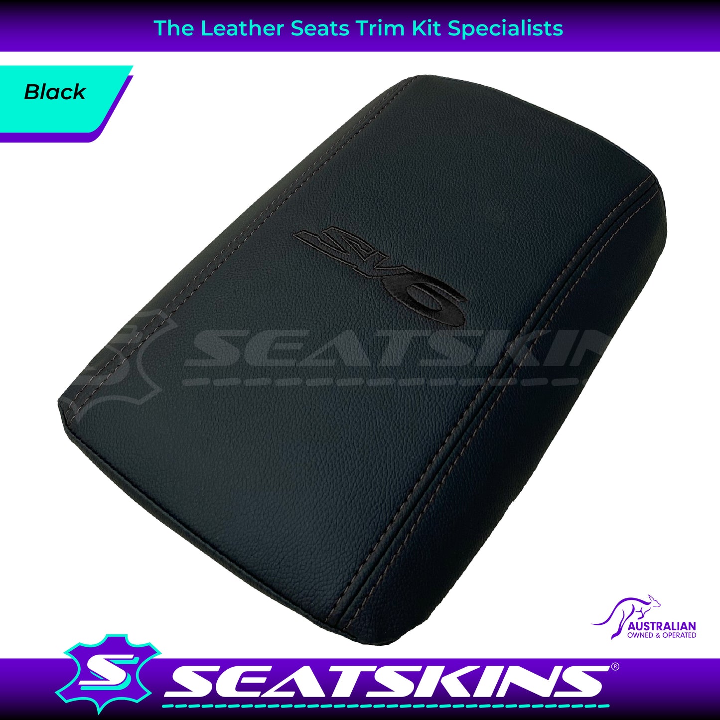 CONSOLE COVER ARM REST CUSTOM TO FIT HOLDEN VE VF LOW SHAPE SV6 LOGO CHOOSE COLOUR