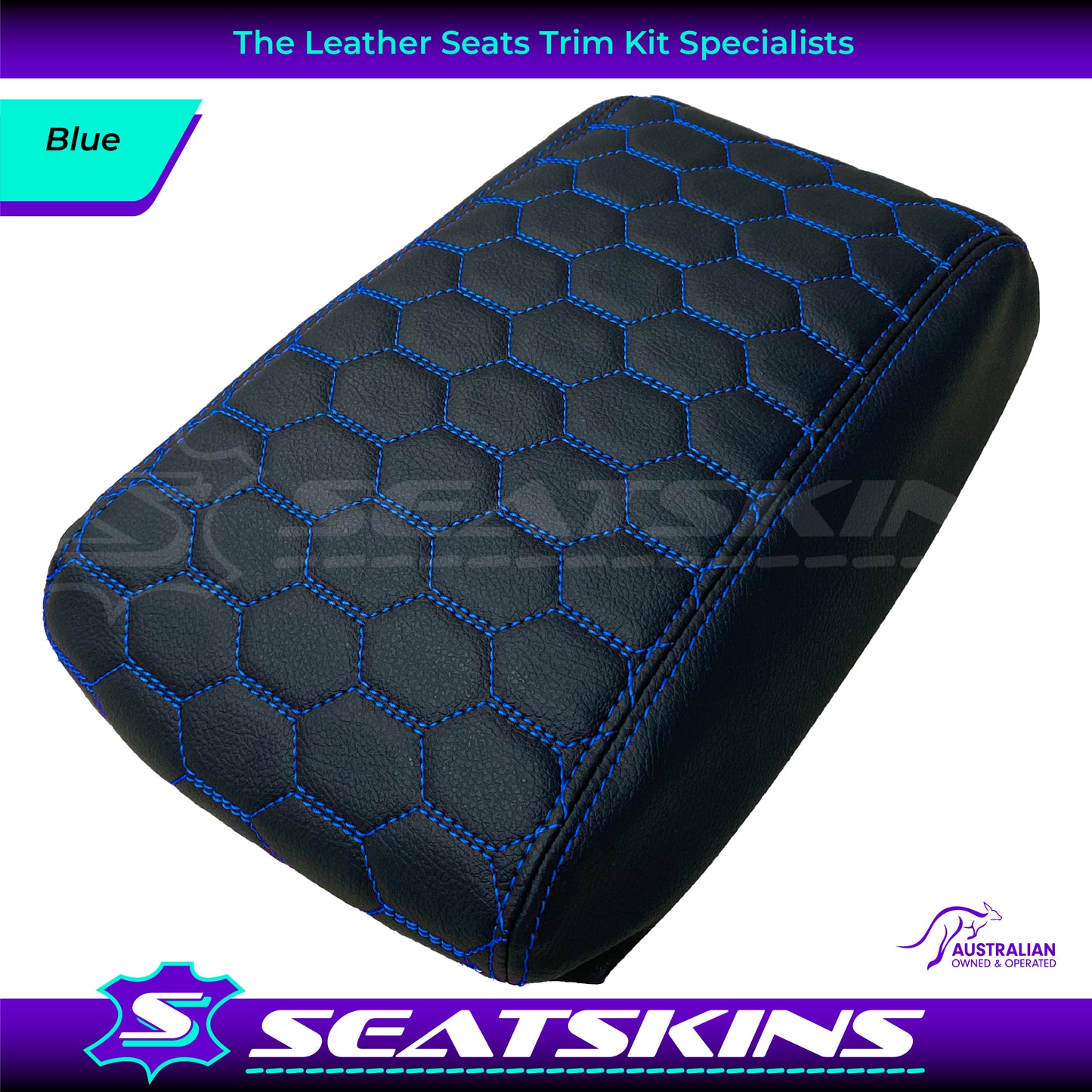 CONSOLE COVER ARM REST CUSTOM TO FIT FORD BA BF HEXAGON STITCH CHOOSE COLOUR