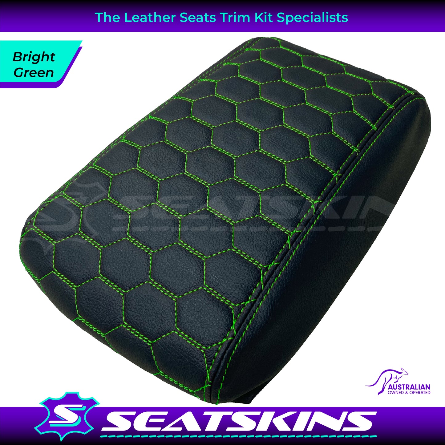 CONSOLE COVER ARM REST CUSTOM TO FIT FORD BA BF HEXAGON STITCH CHOOSE COLOUR
