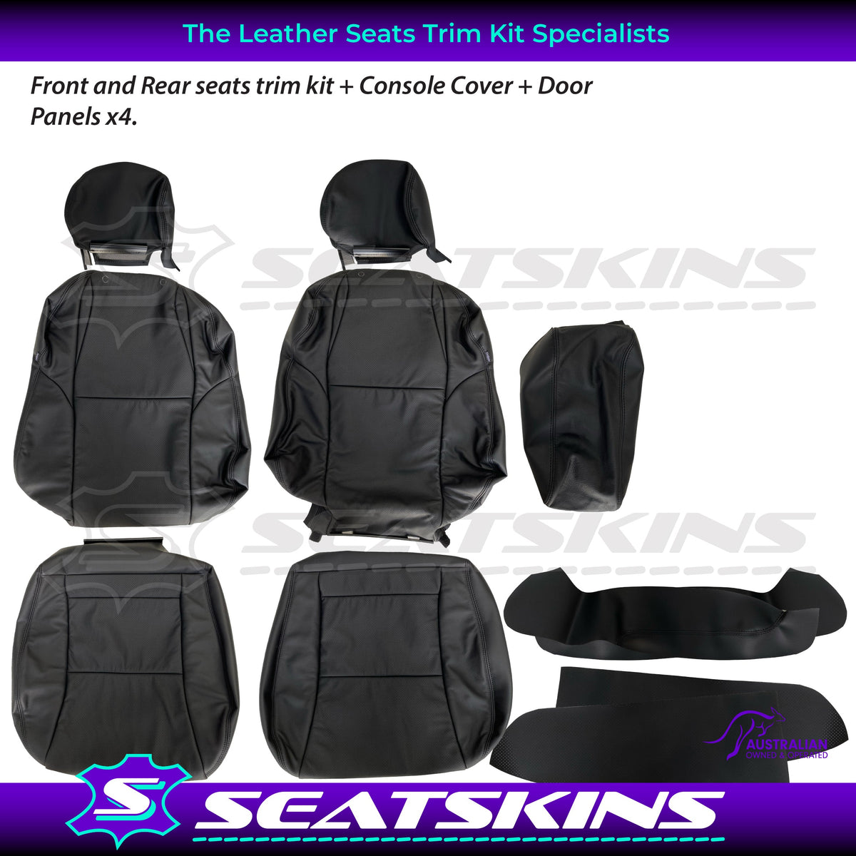 LEATHER SEATS TRIM KIT FOR HOLDEN MONARO VZ BLACK ANTHRACITE 4 SEATS