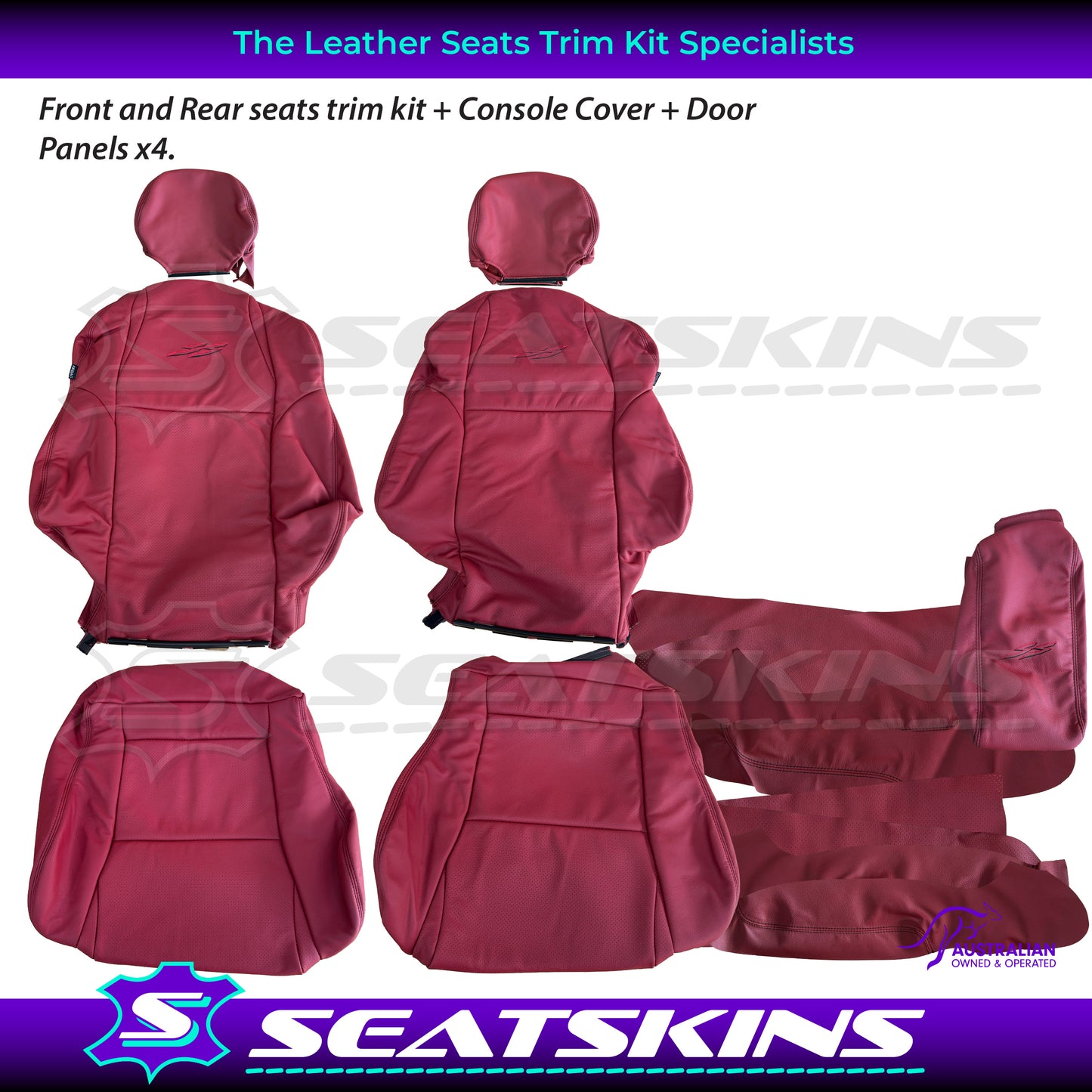 LEATHER SEATS TRIM KIT FOR HOLDEN VY S2 / VZ SS SEDAN RED HOT FACTORY STYLE