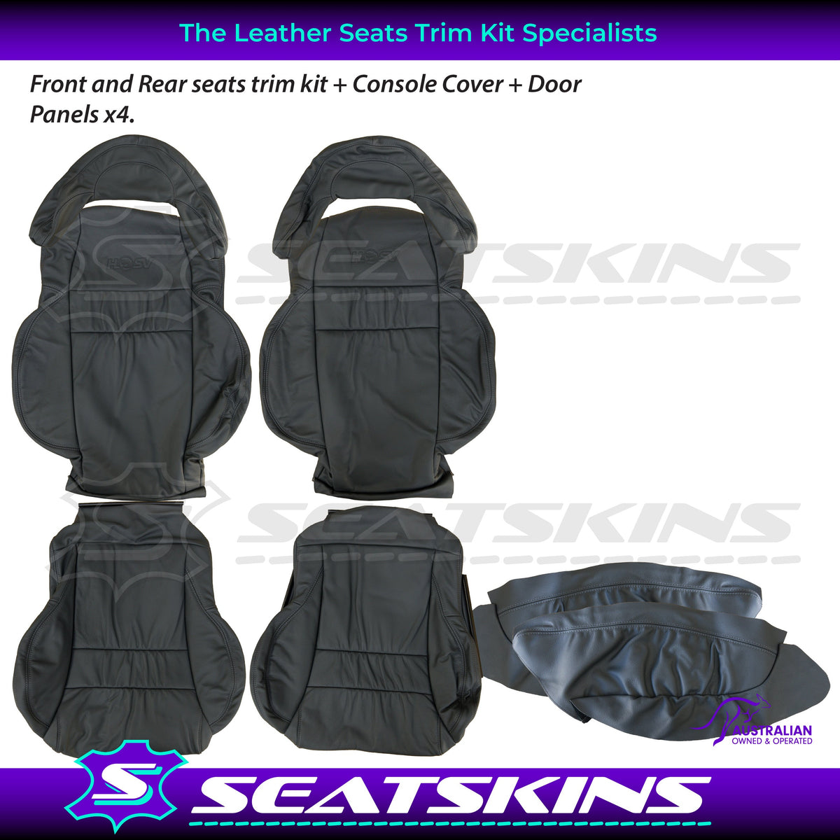 LEATHER SEATS TRIM KIT FOR HSV VT/VX COULSON 5 SEATS PEWTER GREY LEATHER