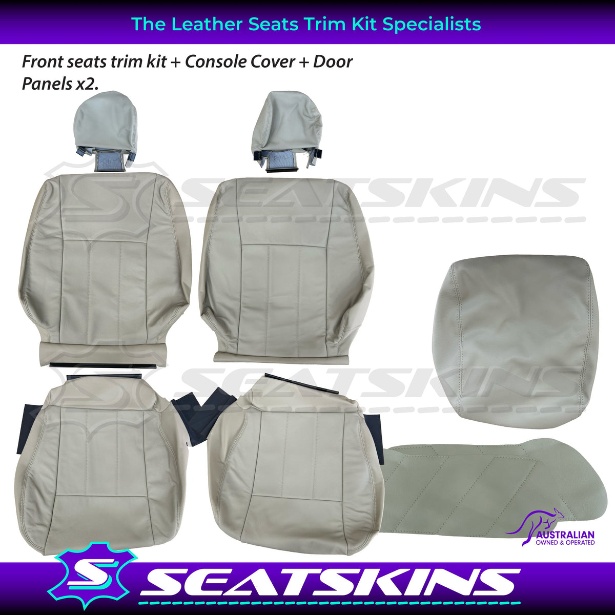 LEATHER SEATS TRIM KIT FOR TOYOTA 100 SERIES LIGHT BEIGE 2 FRONT SEATS GX/GXL