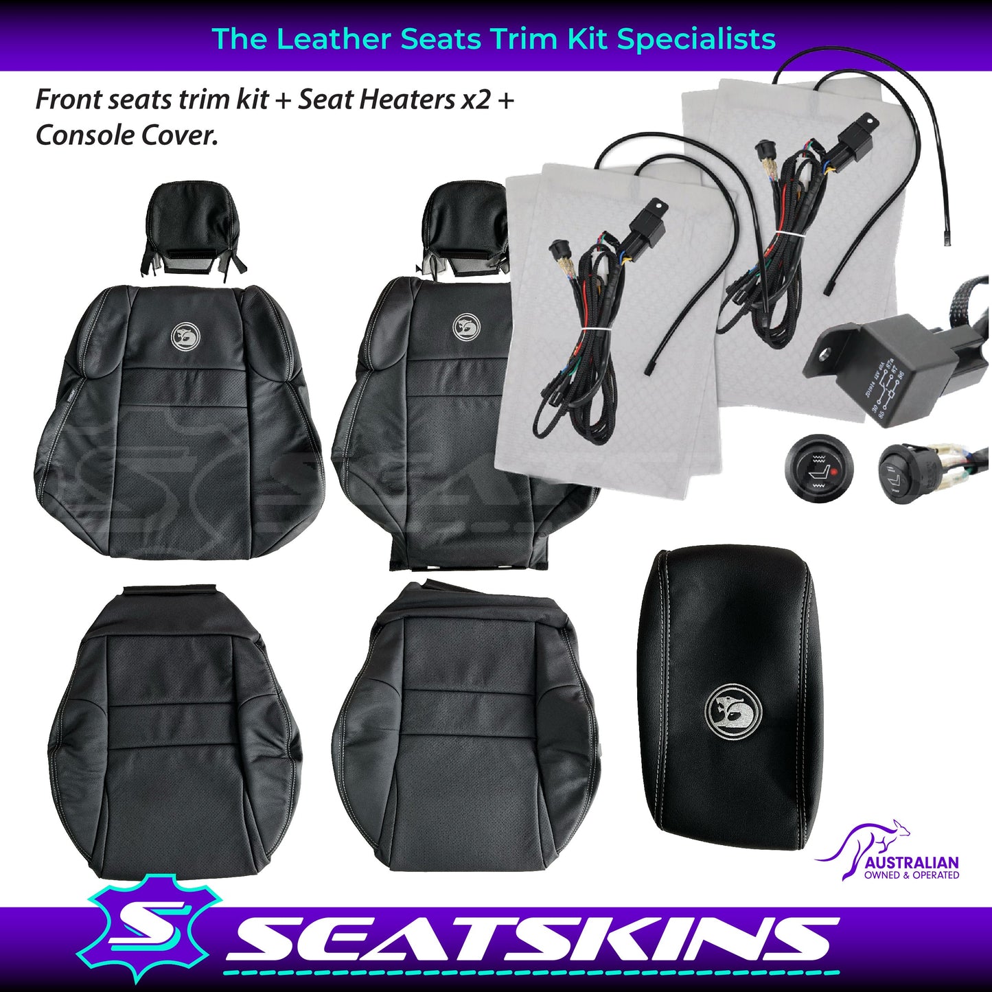 LEATHER SEATS TRIM KIT FOR VZ HSV HOLDEN MALOO R8 UTE 2 SEAT ANTHRACITE