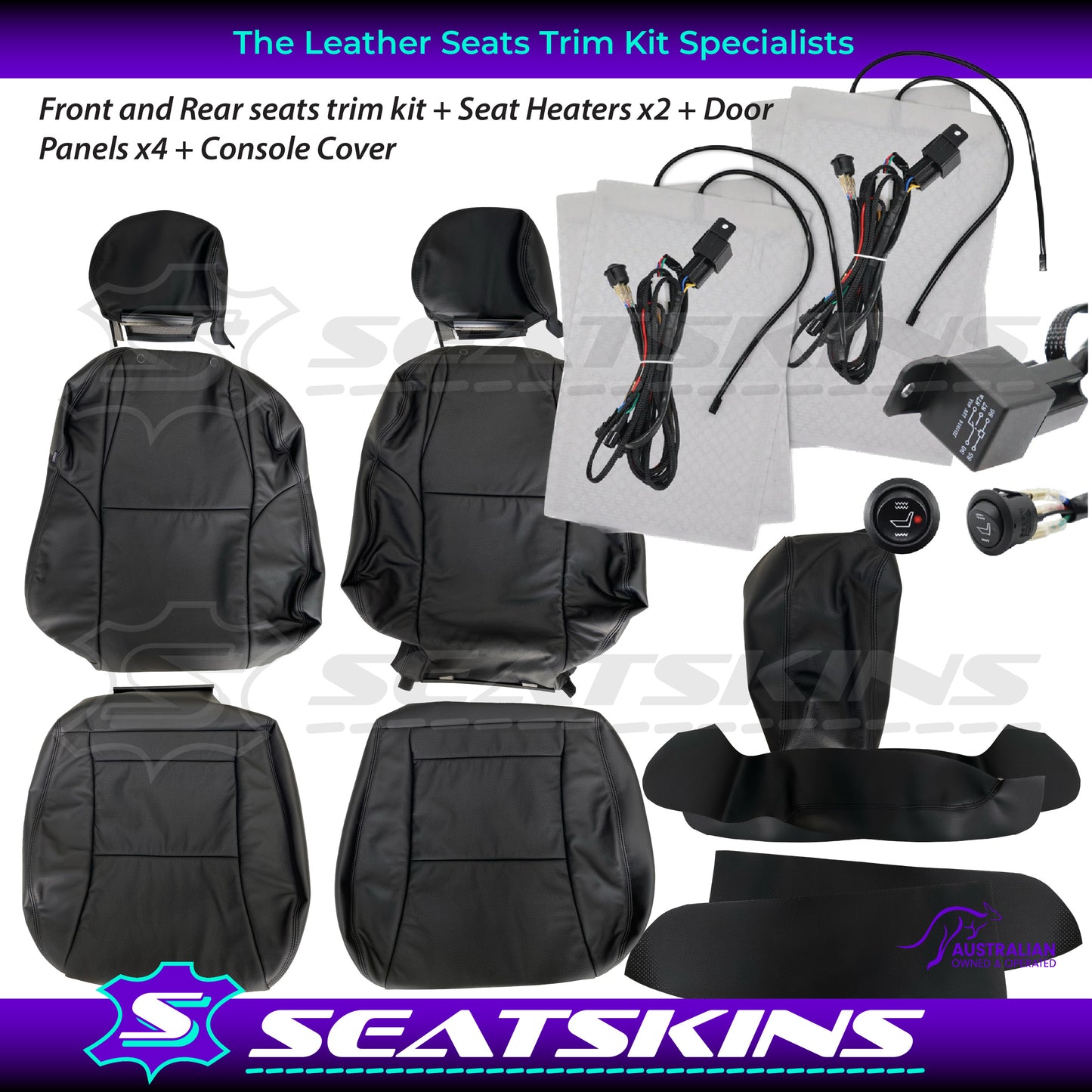 LEATHER SEATS TRIM KIT FOR HOLDEN MONARO VZ BLACK ANTHRACITE