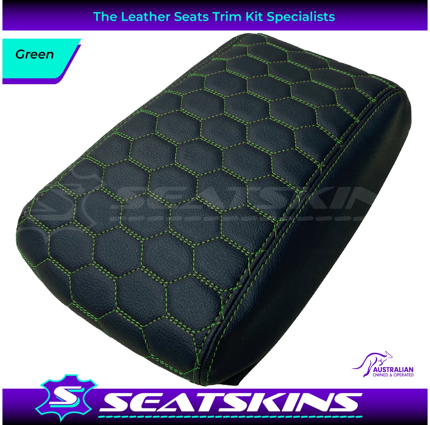 CONSOLE COVER ARM REST CUSTOM TO FIT FORD BA BF HEXAGON STITCH CHOOSE COLOUR