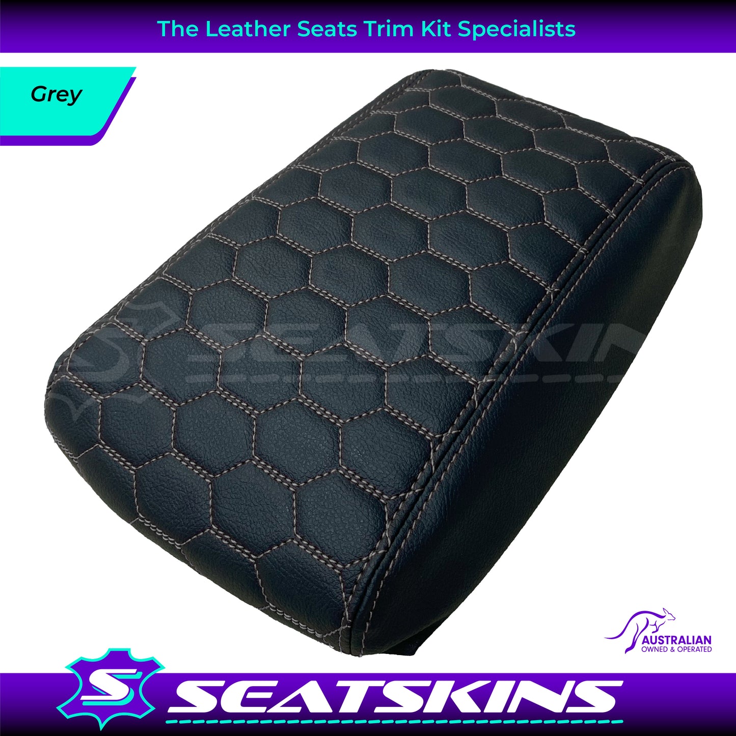 CONSOLE COVER ARM REST CUSTOM TO FIT FORD BA BF HEXAGON STITCH CHOOSE COLOUR