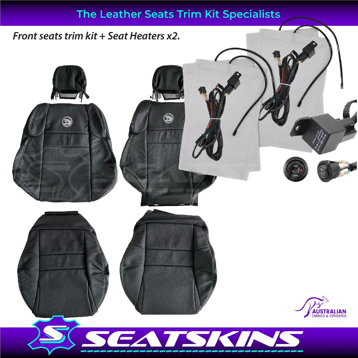 LEATHER SEATS TRIM KIT FOR VZ HSV HOLDEN MALOO R8 UTE 2 SEAT ANTHRACITE