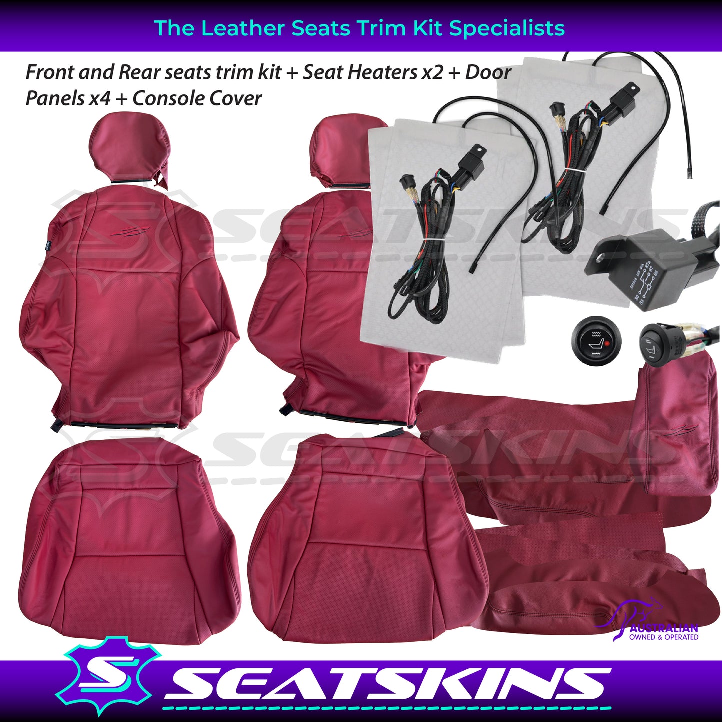 LEATHER SEATS TRIM KIT FOR HOLDEN VY S2 / VZ SS SEDAN RED HOT FACTORY STYLE