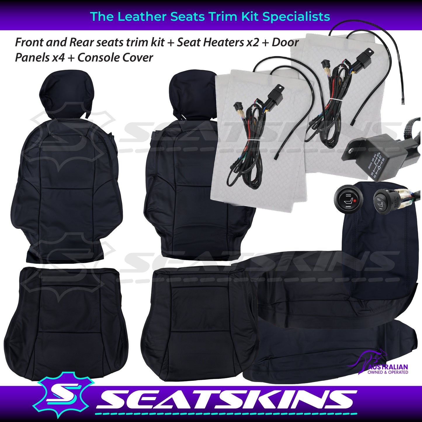 LEATHER SEATS TRIM KIT FOR VX/VY MONARO COUPE ANTHRACITE