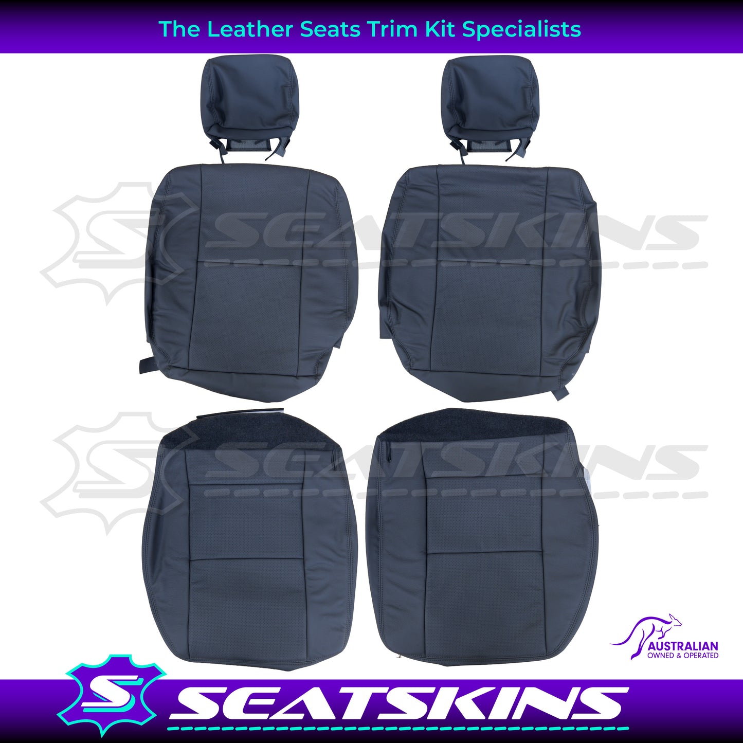 LEATHER SEATS TRIM KIT FOR TOYOTA LANDCRUISER 79 SERIES DARK GREY DUAL CAB