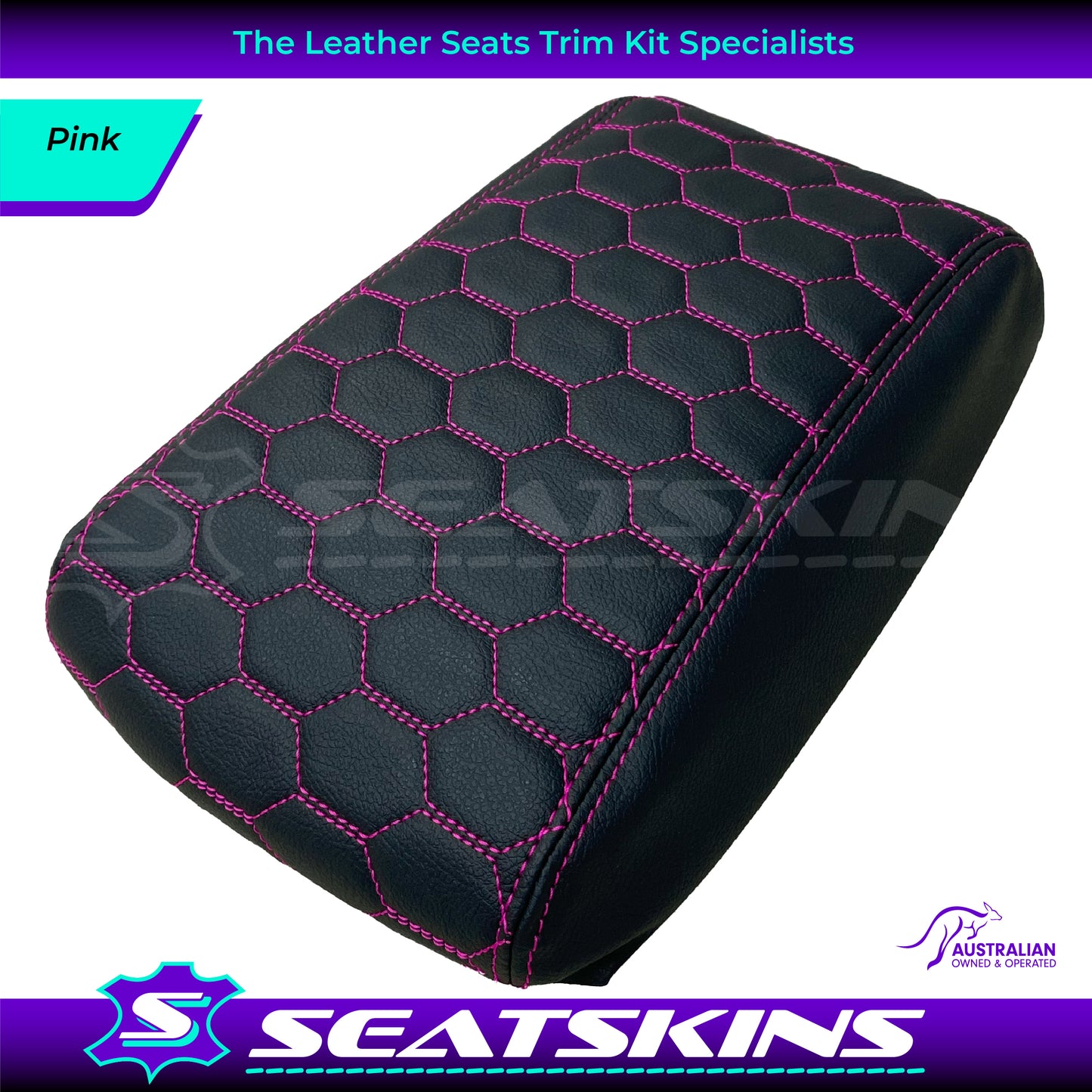 CONSOLE COVER ARM REST CUSTOM TO FIT FORD BA BF HEXAGON STITCH CHOOSE COLOUR