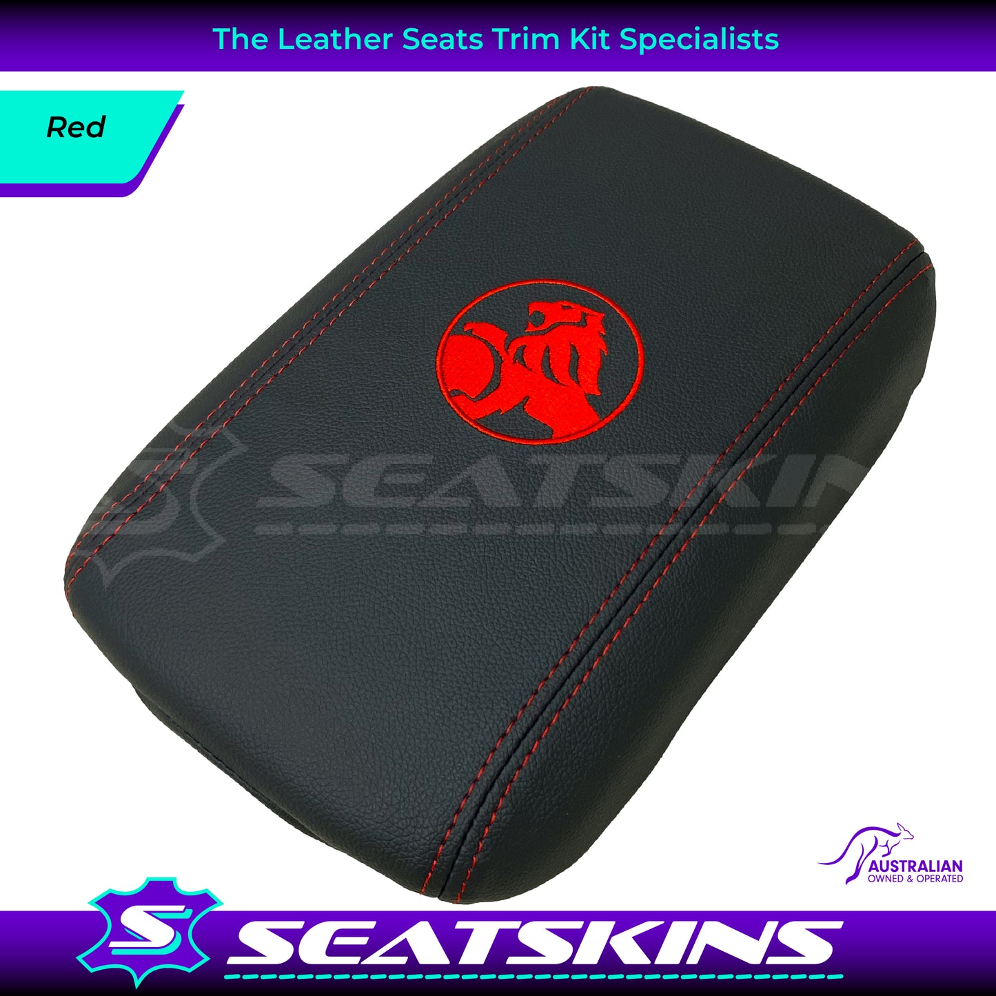 CONSOLE COVER ARM REST CUSTOM TO FIT HOLDEN VE VF LION LOGO MID CHOOSE COLOUR