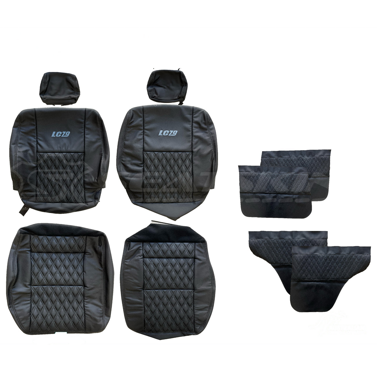 LEATHER SEATS TRIM KIT FOR TOYOTA LANDCRUISER 79 SERIES BLACK CUSTOM STITCH