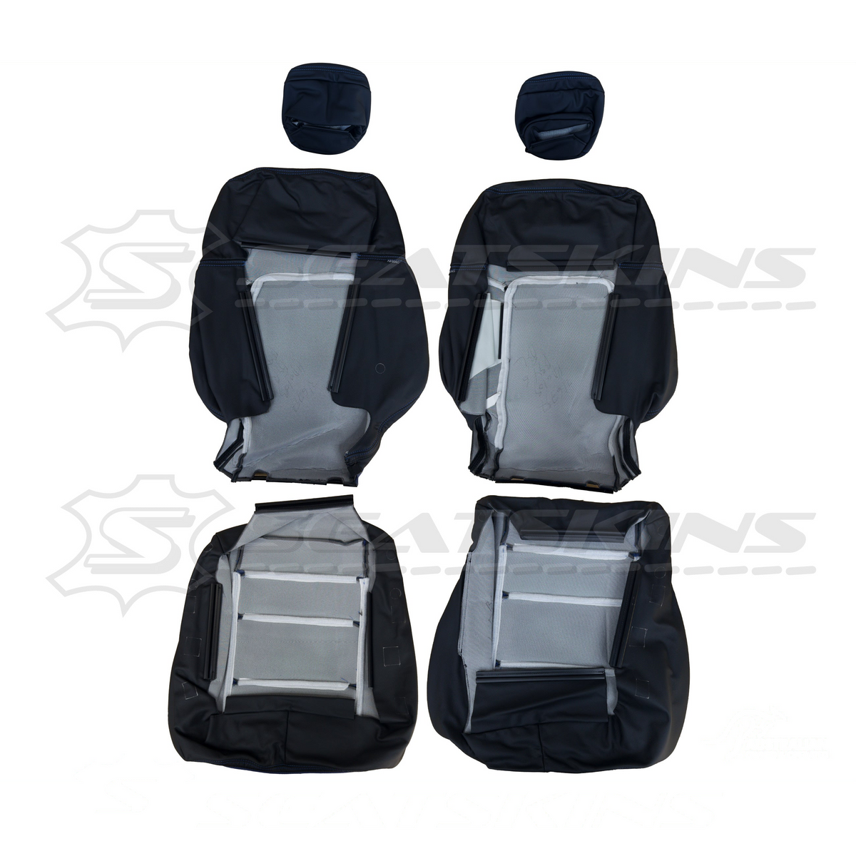 LEATHER SEATS TRIM KIT FOR HOLDEN VE CLUBSPORT 2 SEATS BLUE INSERTS BLUE STITCHING