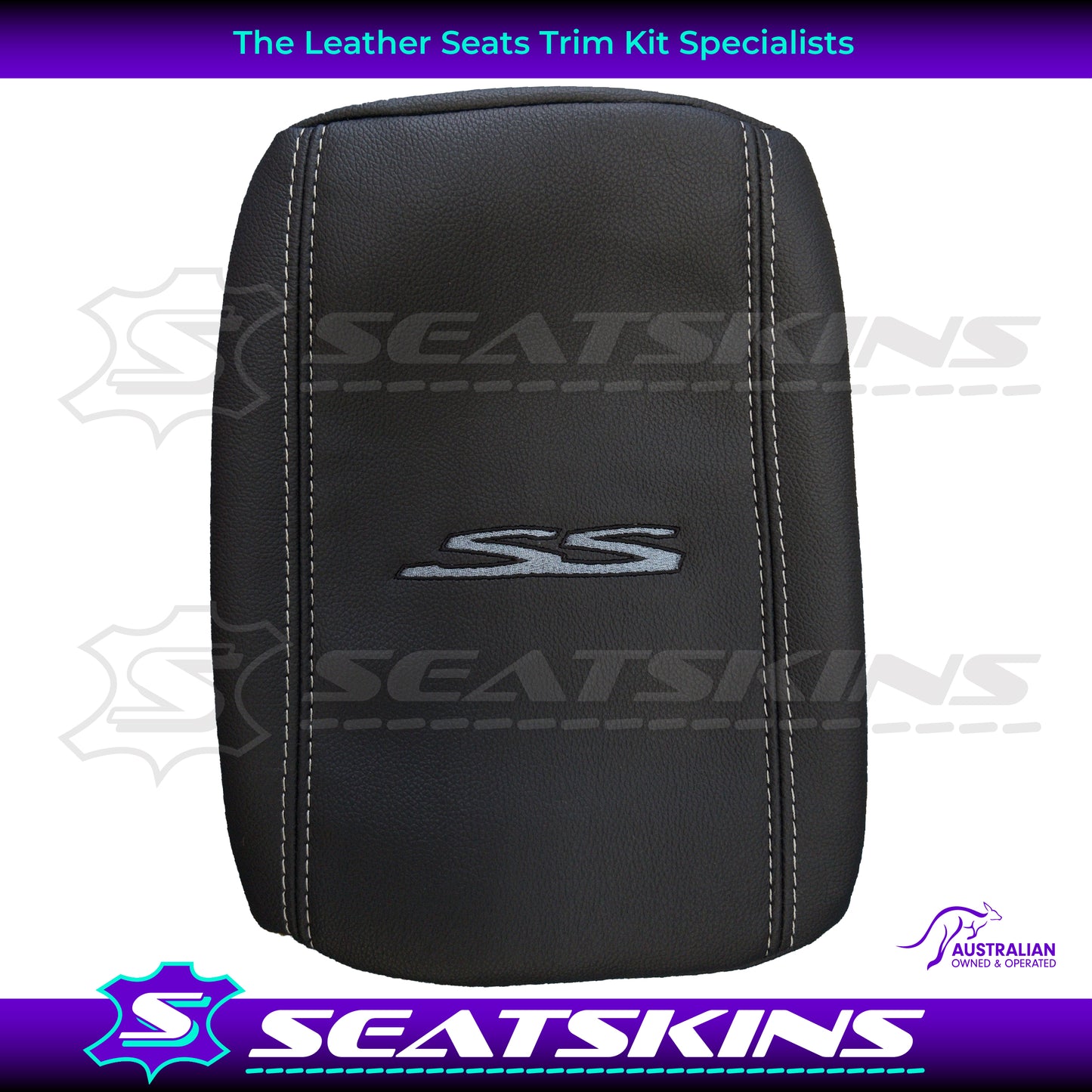 CONSOLE COVER FOR VE/VF ONYX LOW SHAPE GREY SS WHITE TWIN NEEDLE STITCHING.
