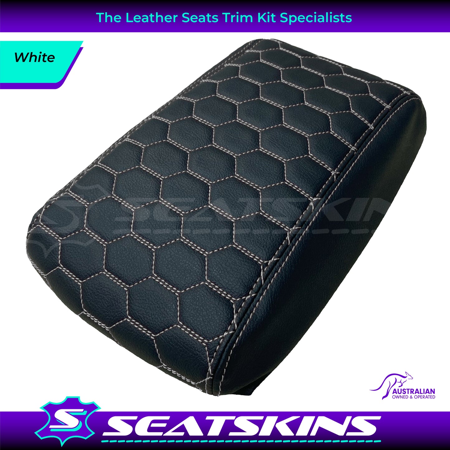 CONSOLE COVER ARM REST CUSTOM TO FIT FORD BA BF HEXAGON STITCH CHOOSE COLOUR