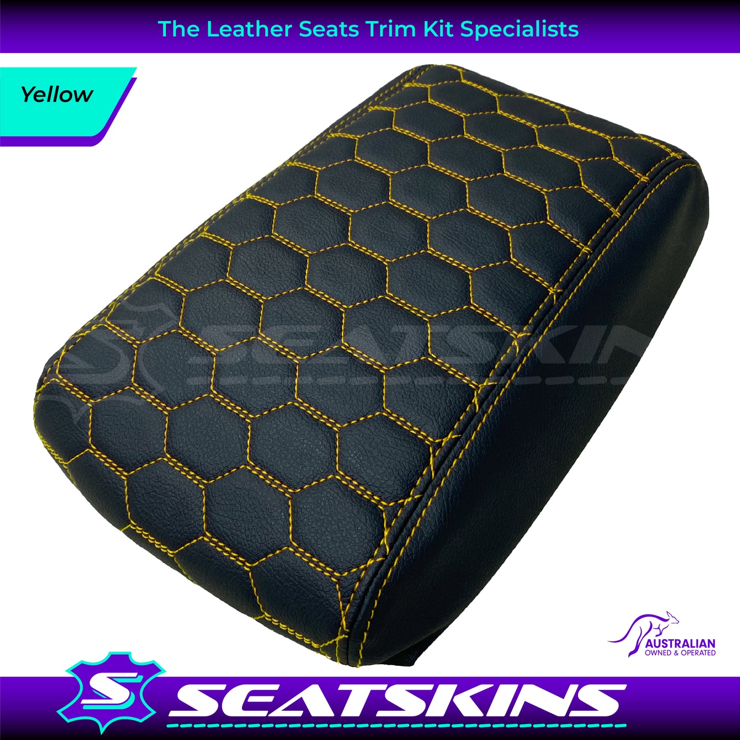 CONSOLE COVER ARM REST CUSTOM TO FIT FORD BA BF HEXAGON STITCH CHOOSE COLOUR
