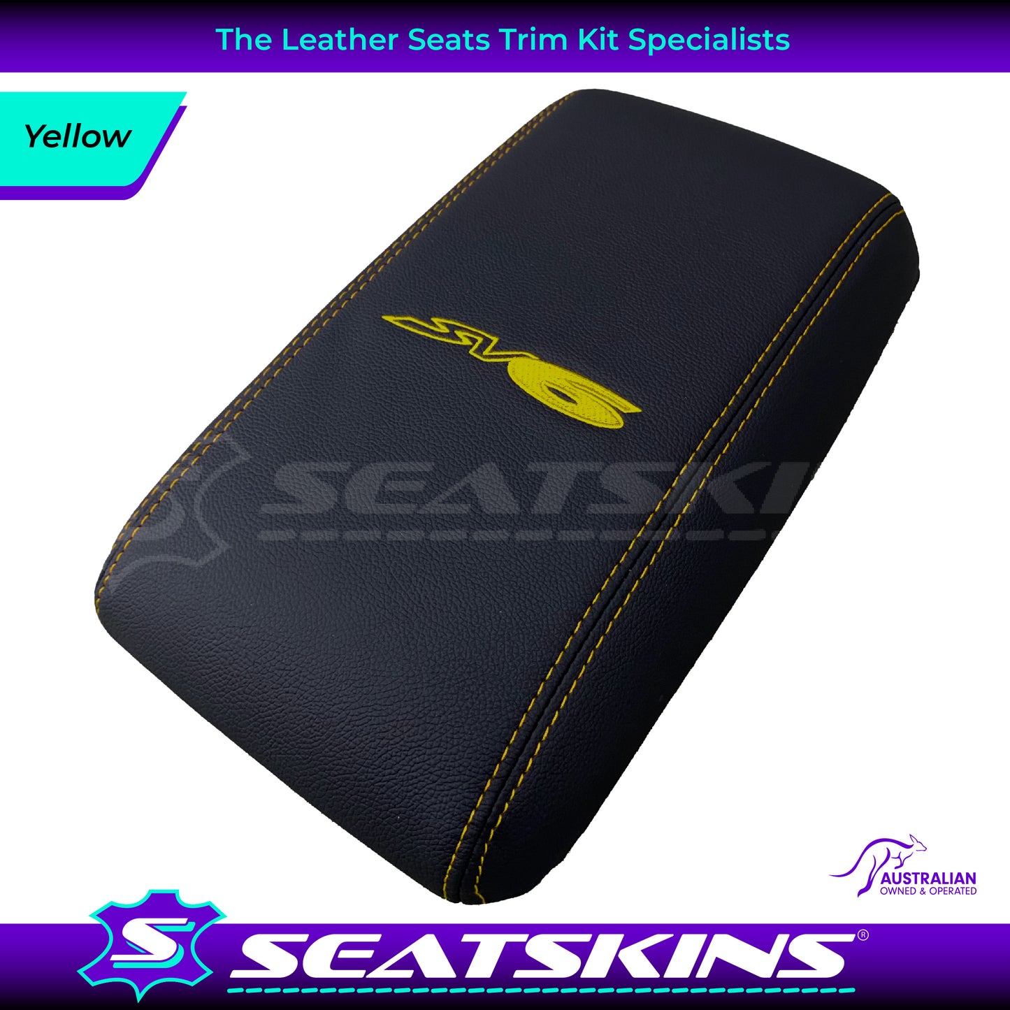 CONSOLE COVER ARM REST CUSTOM TO FIT HOLDEN VY VZ SV6 LOGO CHOOSE COLOUR