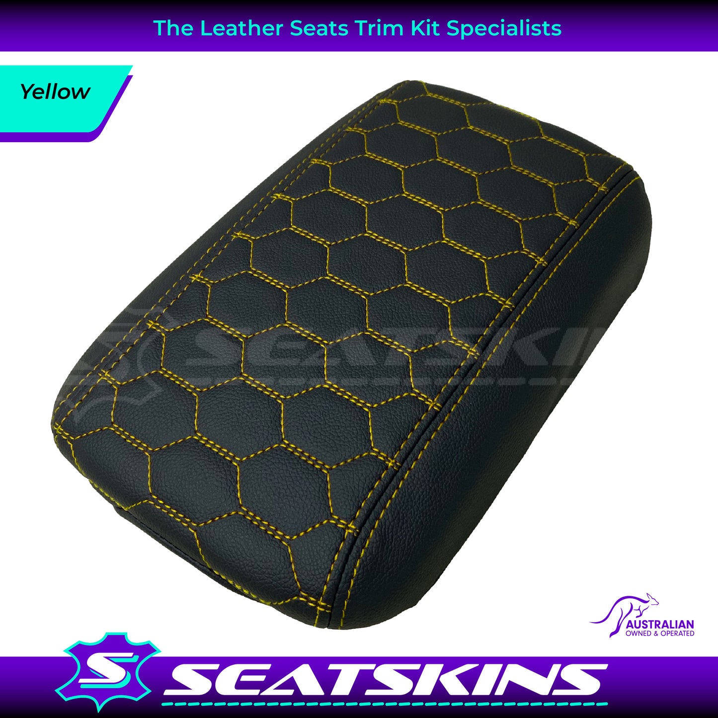 CONSOLE COVER ARM REST CUSTOM TO FIT HOLDEN VE VF MID HEXAGON STITCH CHOOSE COLOUR