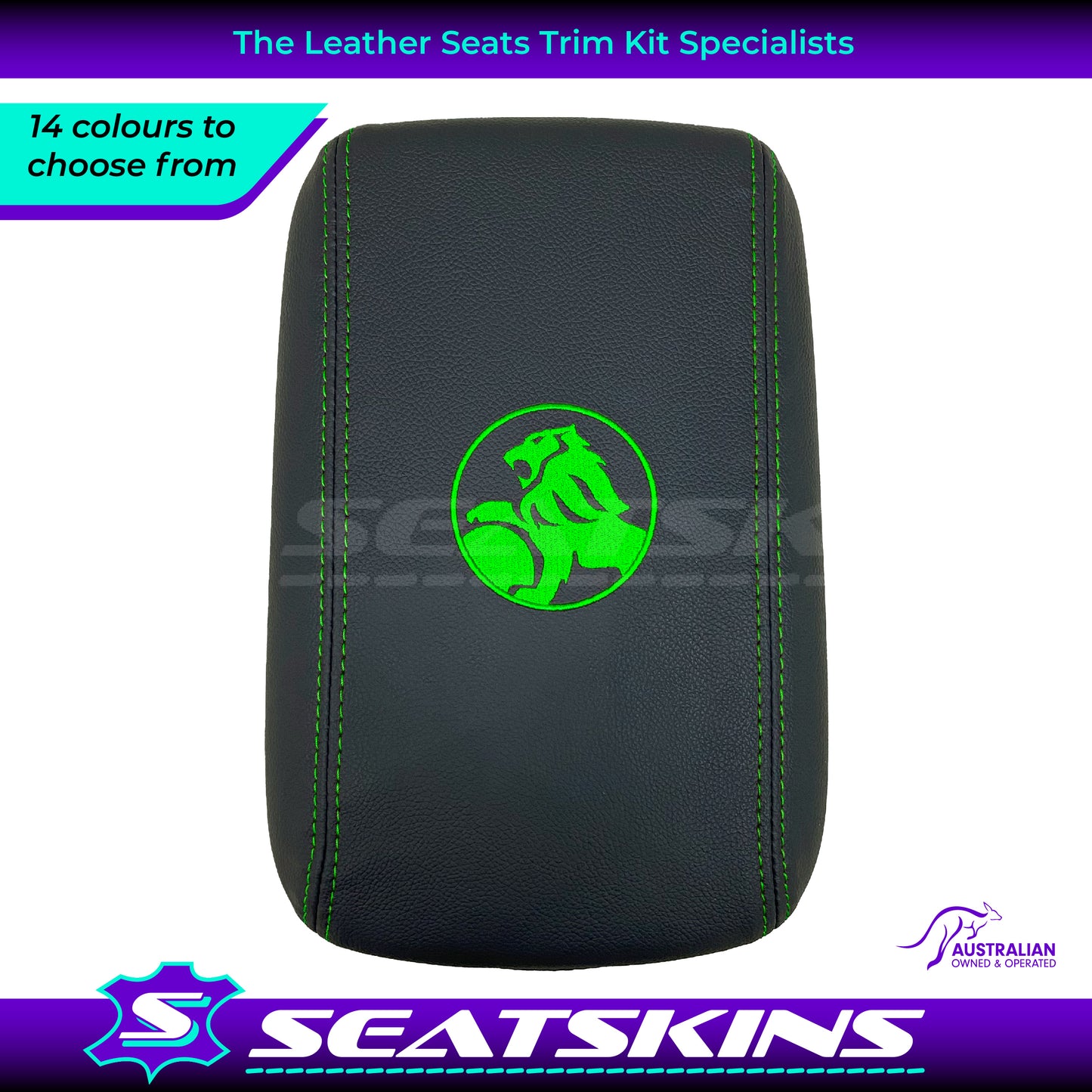 CONSOLE COVER ARM REST CUSTOM TO FIT HOLDEN VE VF LION LOGO MID CHOOSE COLOUR