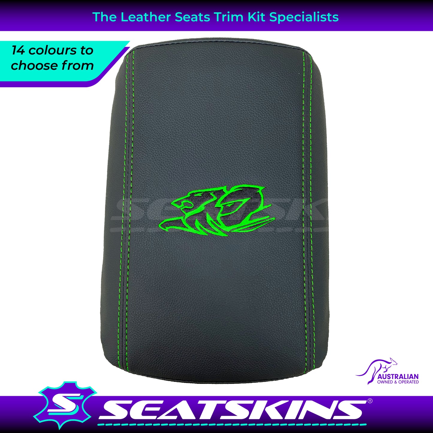 CONSOLE COVER ARM REST CUSTOM TO FIT HOLDEN VE VF LOW SHAPE HRT LOGO CHOOSE COLOUR