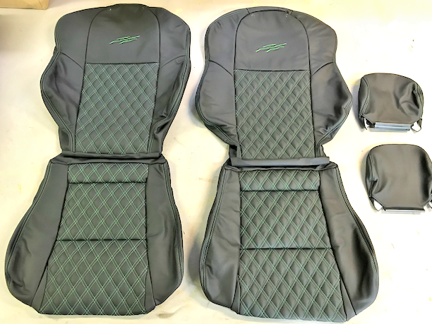 LEATHER SEATS TRIM SKINS KIT TO FIT VT / VX / VY SER1 SS GREEN/BLACK DIY INSTALL