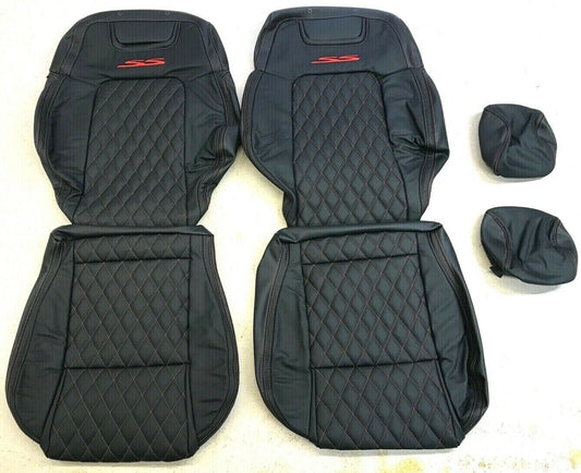 LEATHER SEATS TRIM SKINS KIT FOR HOLDEN VE SEDAN BLACK/RED DIAMONDS DIY INST