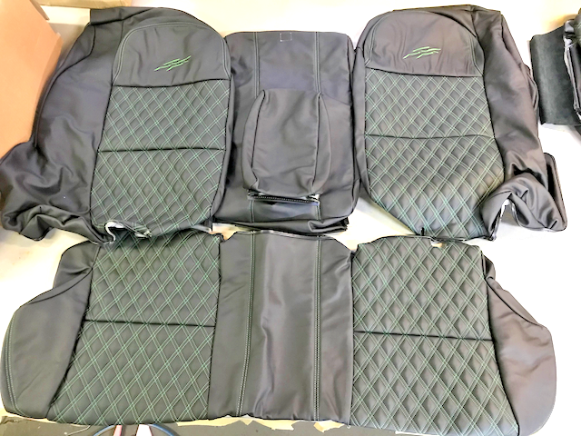 LEATHER SEATS TRIM SKINS KIT TO FIT VT / VX / VY SER1 SS GREEN/BLACK DIY INSTALL