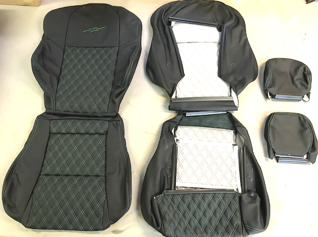 LEATHER SEATS TRIM SKINS KIT TO FIT VT / VX / VY SER1 SS GREEN/BLACK DIY INSTALL