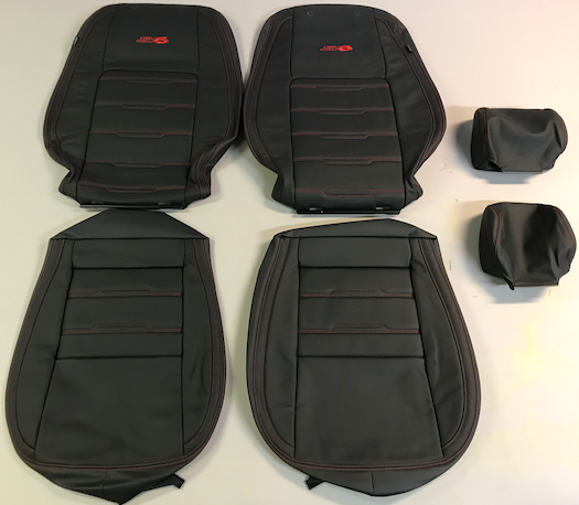 LEATHER SEATS TRIM SKINS KIT TO FIT VE HOLDEN SV6 UTE RED/BLACK DIY INSTALL