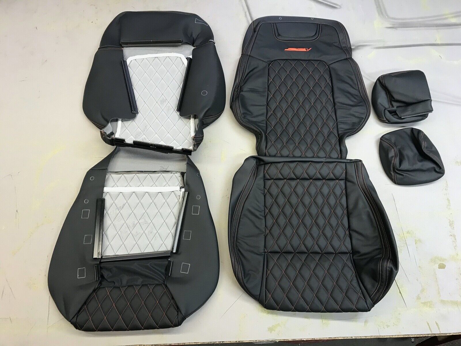 LEATHER SEATS SKINS TRIM KIT FOR HOLDEN VE SSV UTE ORANGE DIAMOND STITCH & SSV