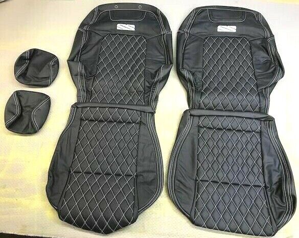 LEATHER SEATS SKINS TRIM KIT FOR HOLDEN VE SS UTE BROCK SS LOGOS WHITE DIAMONDS