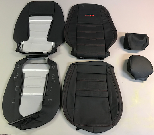 LEATHER SEATS TRIM SKINS KIT TO FIT VE HOLDEN SV6 UTE RED/BLACK DIY INSTALL