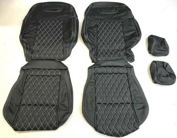 LEATHER SEATS TRIM SKINS KIT TO FIT HOLDEN VE SEDAN WHITE DIAMONDS NO LOGOS DIY