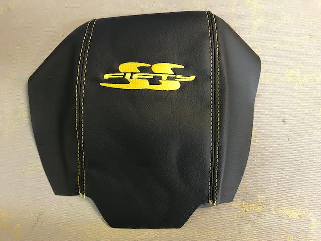 CUSTOM CONSOLE LID ARM REST COVER TO FIT VT VX VU HOLDEN SS FIFTY YELLOW STITCH