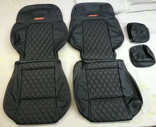 LEATHER SEATS SKINS TRIM KIT FOR HOLDEN VE SSV UTE ORANGE DIAMOND STITCH & SSV